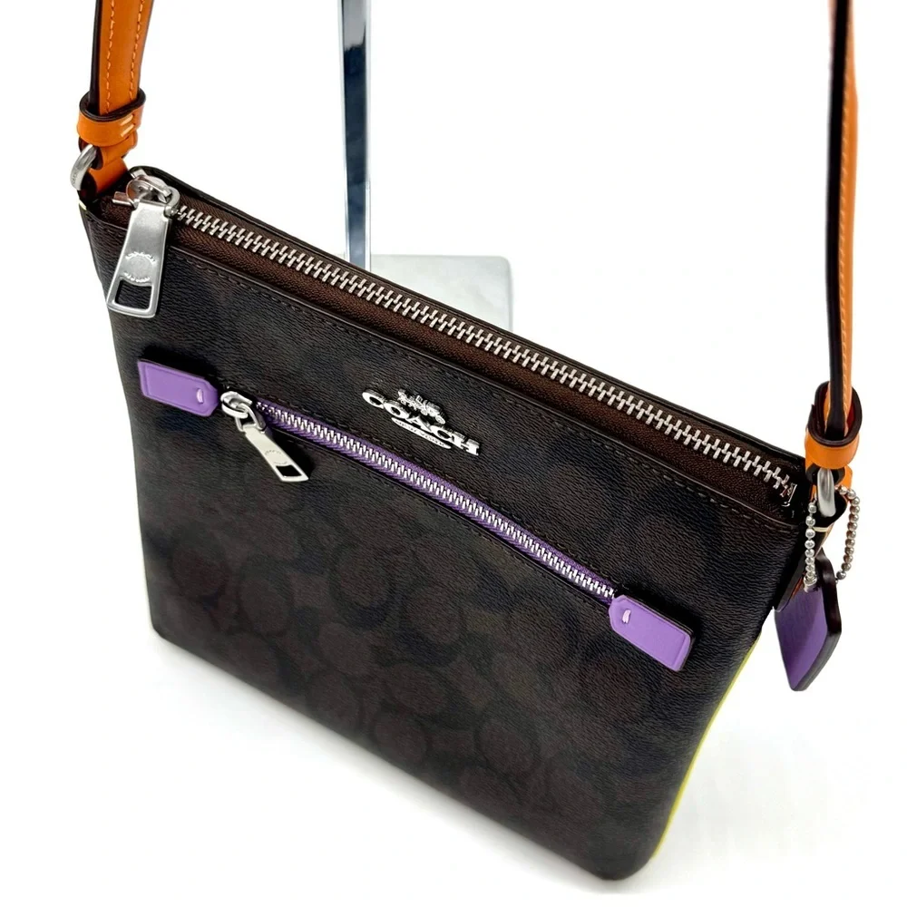 Coach Mini Rowan File Bag - SV/Brown/Iris Multi